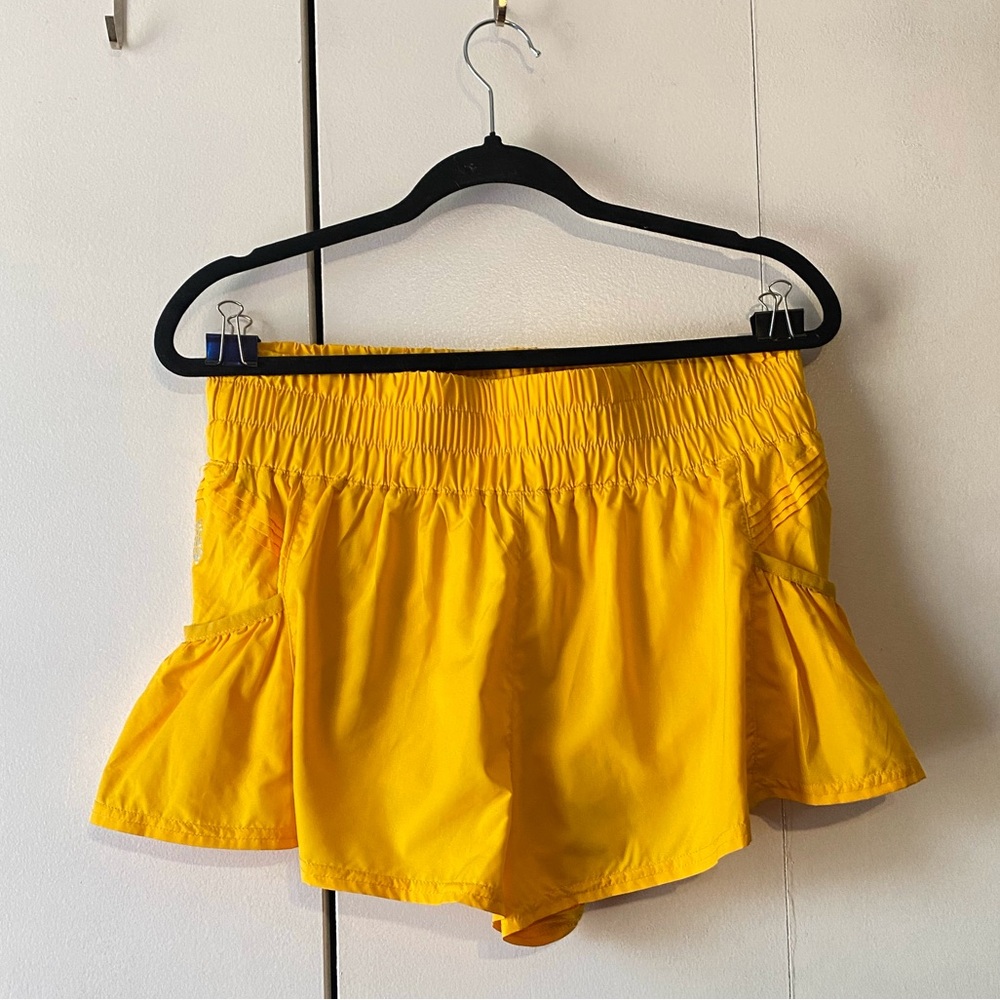 Free People FP movement Yellow Goldrush Get Your Flirt On Running shorts medium